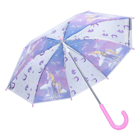 Vadobag unicorn academy rainy days paraplu - paars transparant - 60 x 71 x 71 cm - kinderparaplu - sophia wildstar