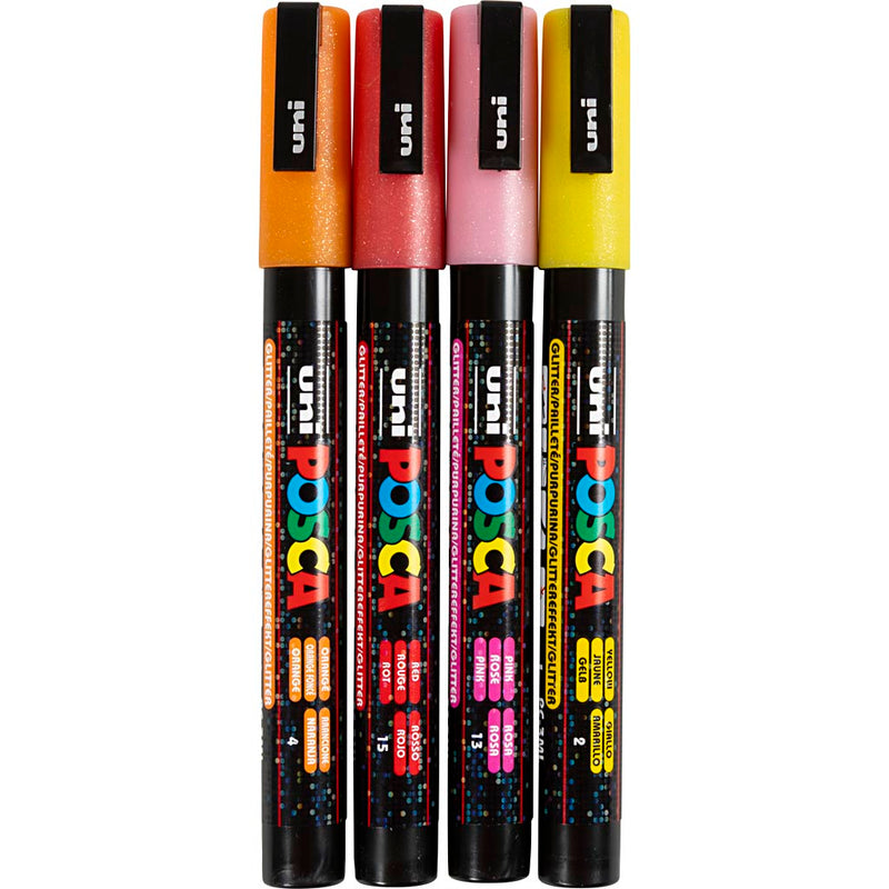 Load image into Gallery viewer, Https: www.cchobby.nl posca-marker-afm-pc-3m-lijndikte-0-9-1-3-mm-fijn-glitterkleuren-4-stuk-1-stuk
