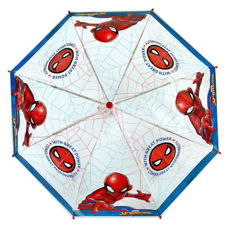 Load image into Gallery viewer, Undercover spiderman kinderparaplu 66 cm blauw rood transparant
