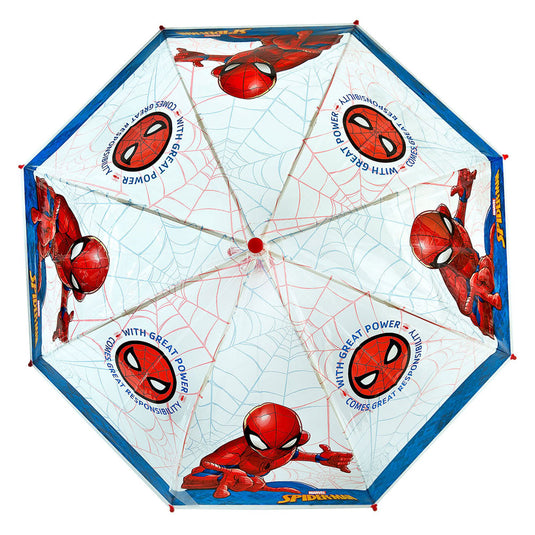 Undercover spiderman kinderparaplu 66 cm blauw rood transparant