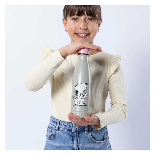 Undercover drinkfles snoopy 500ml geïsoleerd met schroefdop roze.