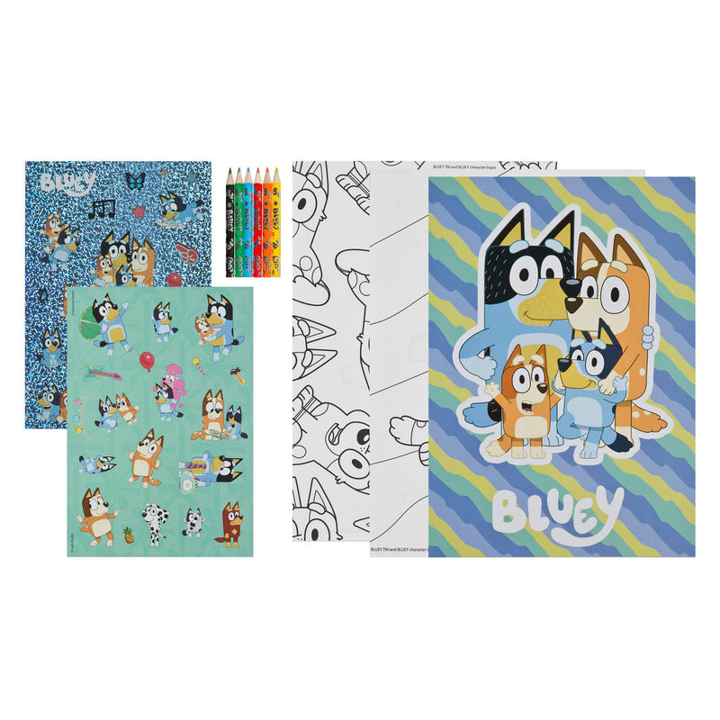 Load image into Gallery viewer, Undercover kleurblok bluey met kleurpotloden en stickers
