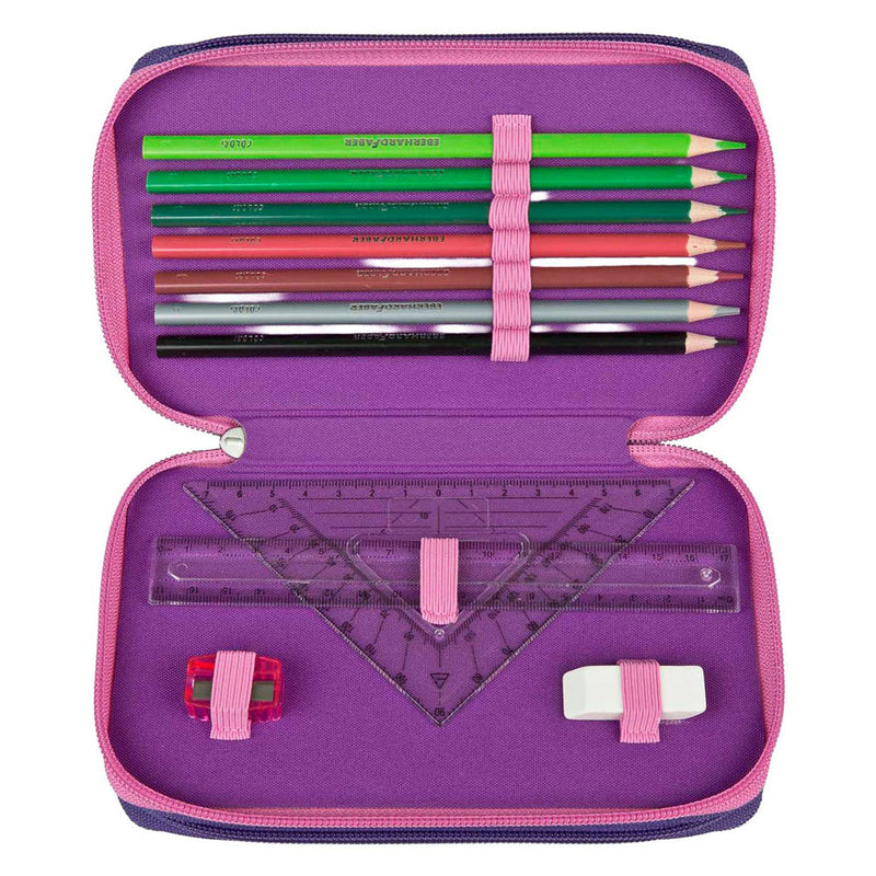 Load image into Gallery viewer, Undercover etui unicorn academy paars - 3 vakken gevuld schoolset.
