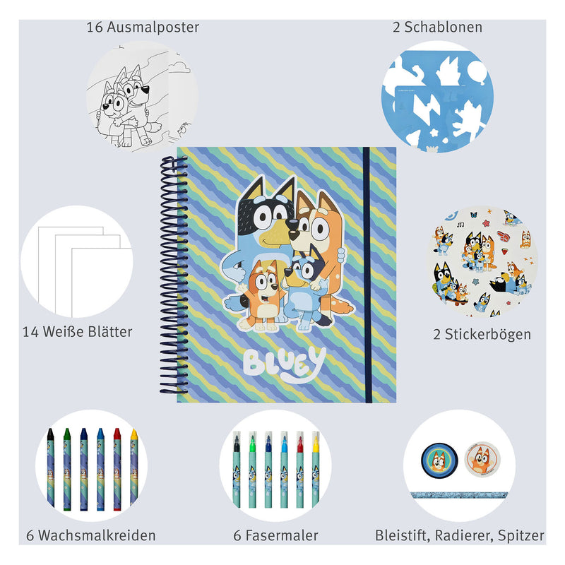 Load image into Gallery viewer, Undercover stencil en kleurset bluey - 49dlg.
