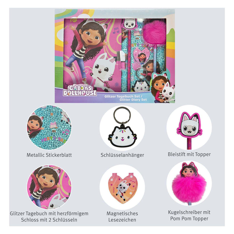 Load image into Gallery viewer, Glitter dagboek set gabby's poppenhuis - 6dlg.
