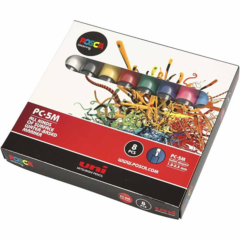 Load image into Gallery viewer, Http: www.cchobby.nl posca-marker-afm-pc-5m-lijndikte-2-5-mm-medium-diverse-kleuren-8-stuk-1-doos
