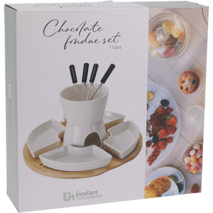 Excellent houseware chocoladefondue 4-persoons 11-delig porselein