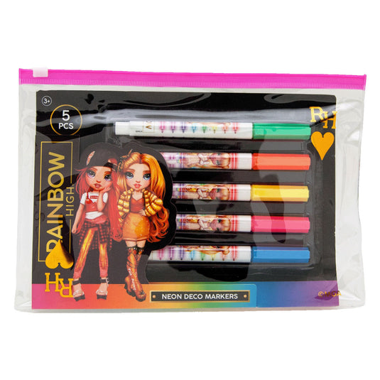 Speelgoedland rainbow high neon viltstiften, 5st.