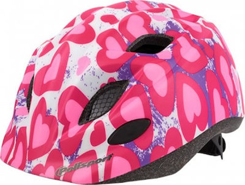 Polisport junior premium bicycle helmet s 52-56cm glitter hearts pink