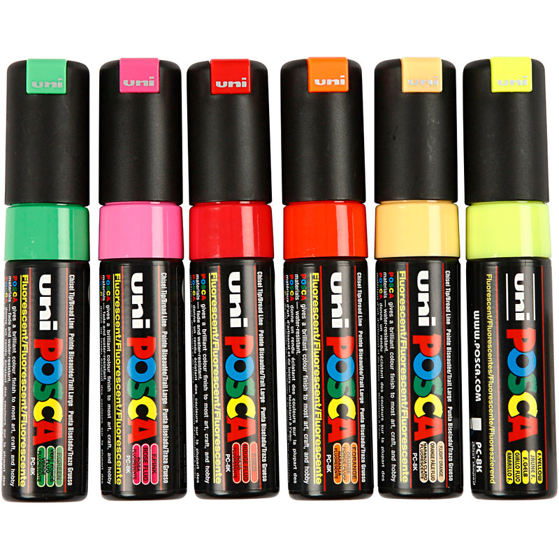 Afbeelding laden in galerijviewer, Https: www.cchobby.nl posca-marker-afm-pc-8k-lijndikte-8-mm-breed-semi-dekkend-diverse-kleuren-6-stuk-1-doos
