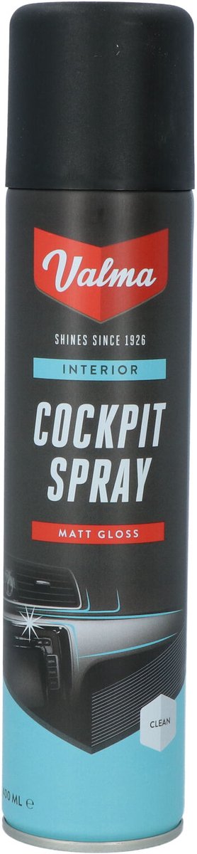 Valma cockpitspray – matglans - reinigt, verzorgt en brengt glans terug - antistatisch - eenvoudig in gebruik - voor kunststof en leer - 400ml