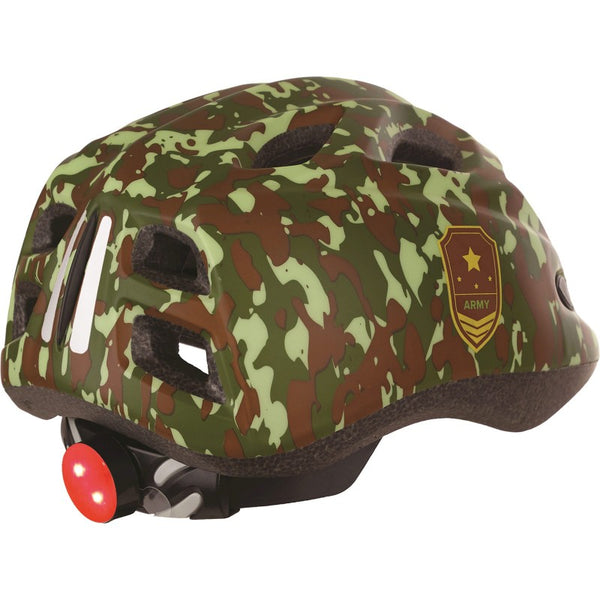 polissport junior bicycle helmet s 52-56cm army with led light