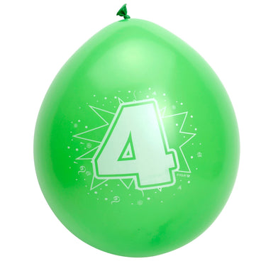 Folat bv cijfer ballonnen 4 jaar, 8st.
