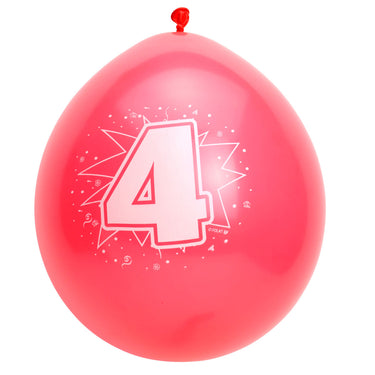 Folat bv cijfer ballonnen 4 jaar, 8st.