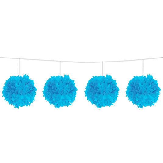 Folat blauwe pompom slinger