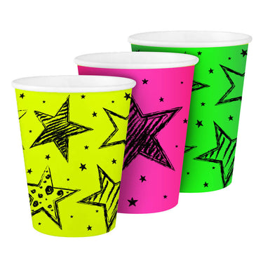 Folat bv neon party bekers, 6st.