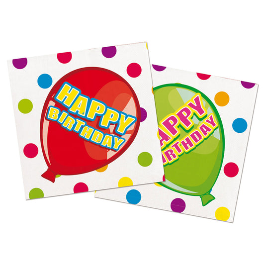 Folat bv servetten happy birthday, 16st.