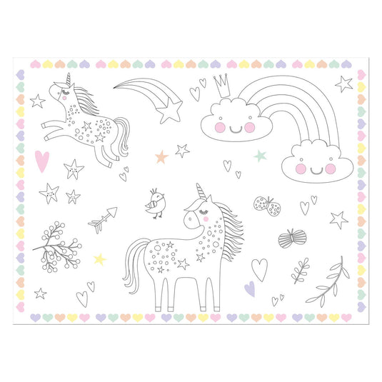 Folat bv inkleurbare placemats unicorns rainbows, 6st.