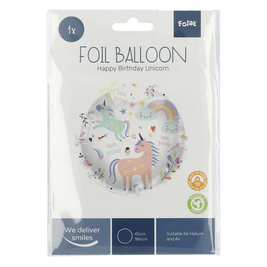 Folat bv folieballon happy birthday unicorns 45cm.