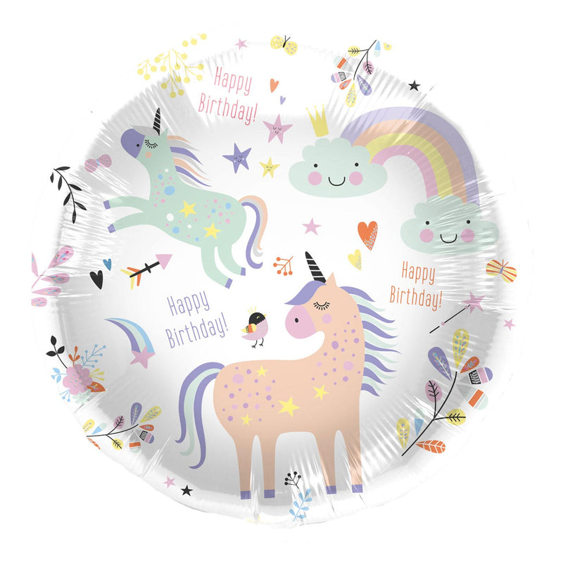 Load image into Gallery viewer, Folat bv folieballon happy birthday unicorns 45cm.
