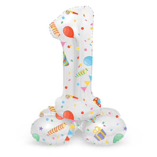 Folat bv staande folieballon joyful party cijfer 1 -72cm
