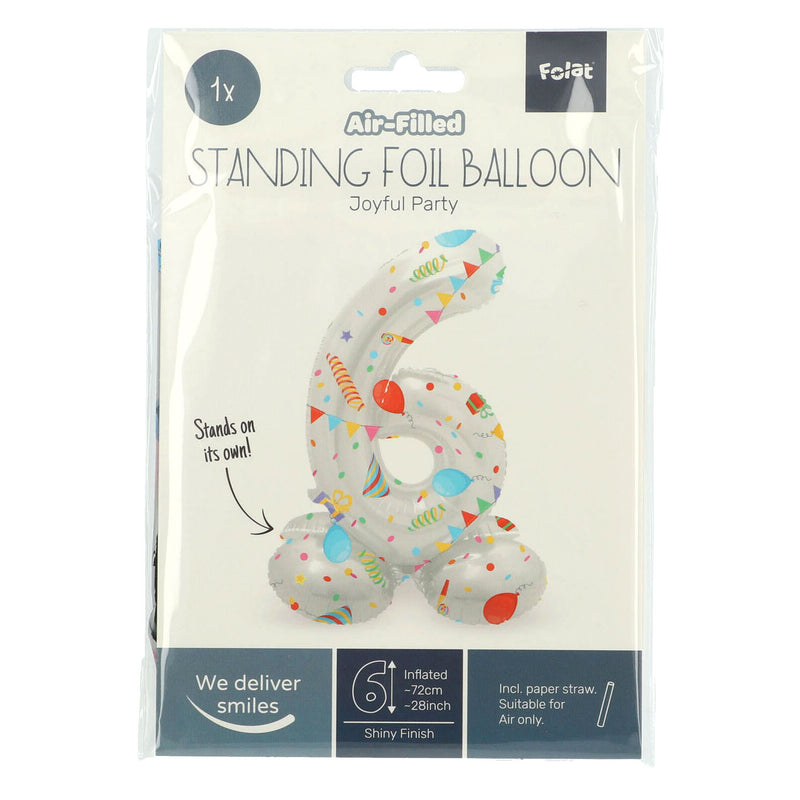 Load image into Gallery viewer, Folat bv staande folieballon joyful party cijfer 6 -72cm
