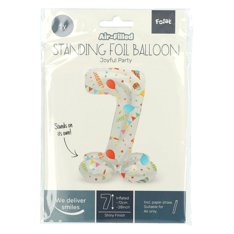 Load image into Gallery viewer, Folat bv staande folieballon joyful party cijfer 7 -72cm
