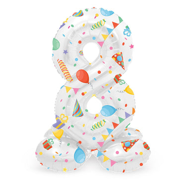 Folat bv staande folieballon joyful party cijfer 8 -72cm