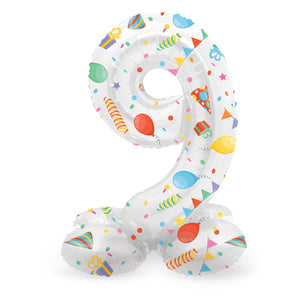 Folat bv staande folieballon joyful party cijfer 9 -72cm