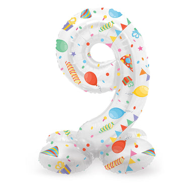 Folat bv staande folieballon joyful party cijfer 9 -72cm