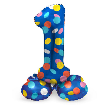 Folat bv staande folieballon colorful dots cijfer 1 - 72cm