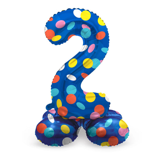 Folat bv staande folieballon colorful dots cijfer 2 - 72cm
