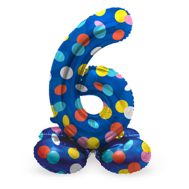 Folat bv staande folieballon colorful dots cijfer 6 - 72cm