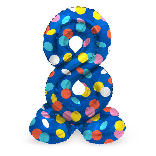 Folat bv staande folieballon colorful dots cijfer 8 - 72cm