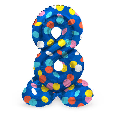 Folat bv staande folieballon colorful dots cijfer 8 - 72cm