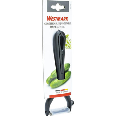 Westmark groente- en aspergeschiller met uitsteker, gentle, roestvrijstalen mes, met mesbeschermer, kleur: zwart, 28022270