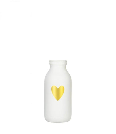 Ideas 4 seasons fles vaas glas wit met gouden hart ã˜4.8xh10,4cm