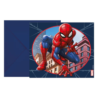 Globos uitnodigingen en enveloppen fsc spider-man crime fighter, 6st.