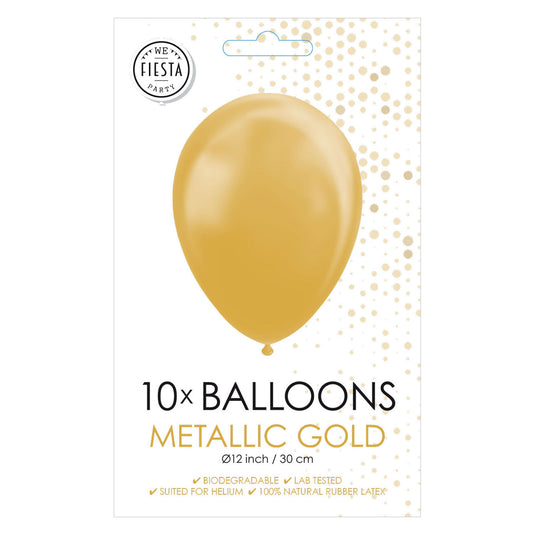Globos ballonnen metallic goud 30cm, 10st.