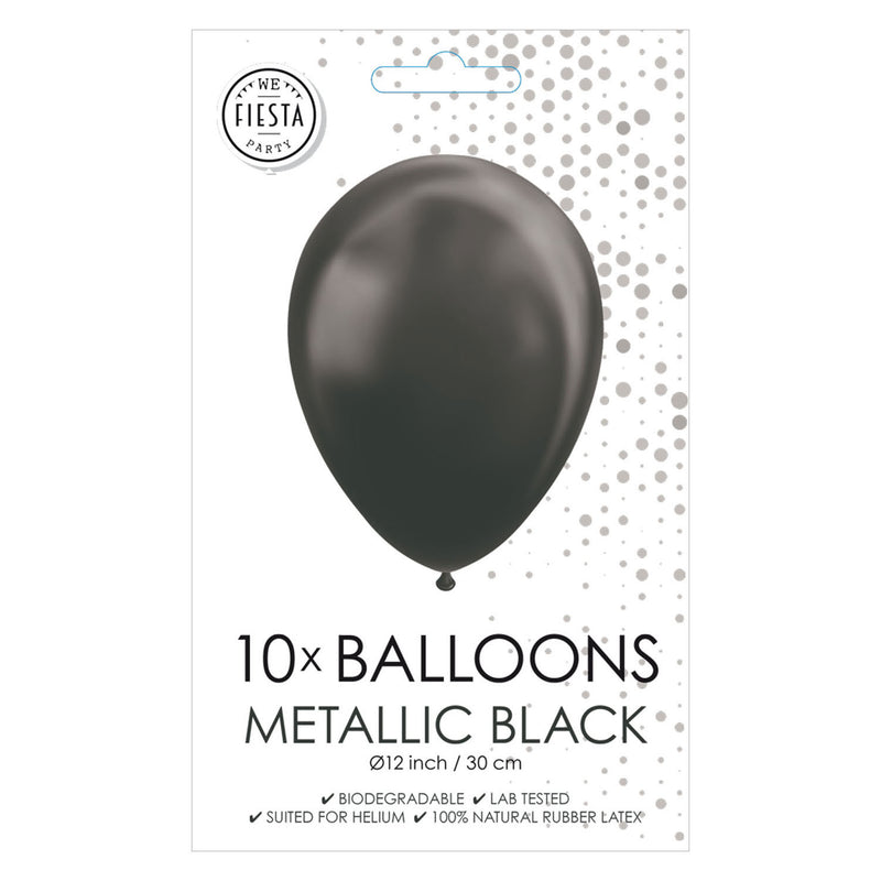 Load image into Gallery viewer, Globos ballonnen metallic zwart 30cm, 10st.

