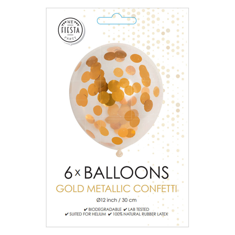 Load image into Gallery viewer, Globos confetti ballonnen papieren confetti metallic goud 30cm, 6st.
