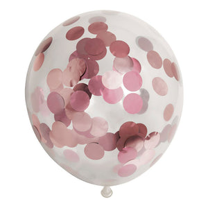 Globos confetti ballonnen papieren confetti metallix rose goud, 6st.