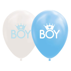 Globos ballonnen zoon baby blauw wit 30cm, 8st.