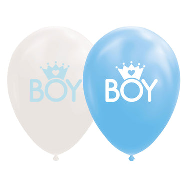 Globos ballonnen zoon baby blauw wit 30cm, 8st.