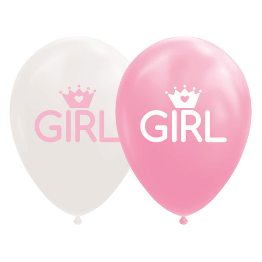 Globos ballonnen dochter baby roze wit 30cm, 8st.