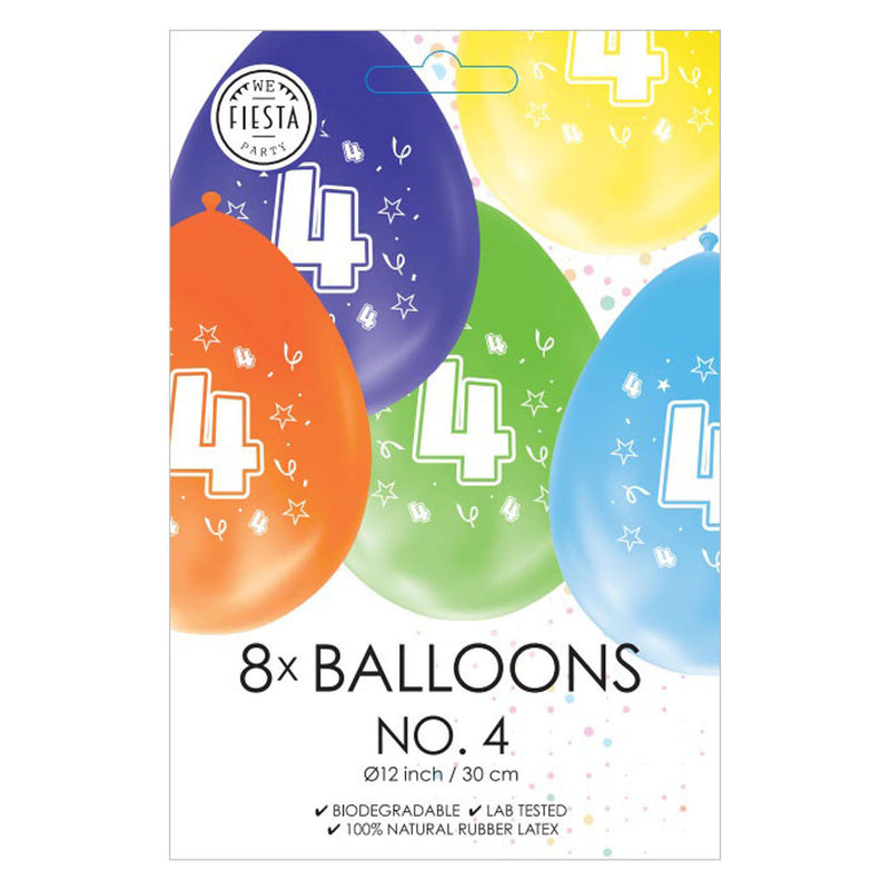 Load image into Gallery viewer, Globos ballonnen 2-zijdig geprint cijfer 4, 8st.
