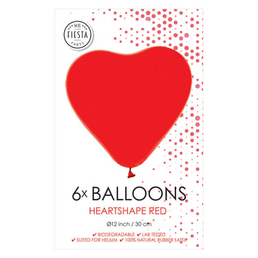Globos ballonnen hart ballonnen rood 30cm, 6st.