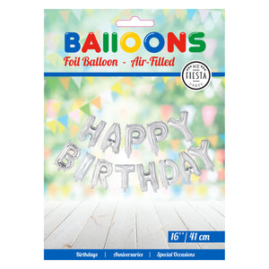 Globos folieballon tekst happy birthday zilver