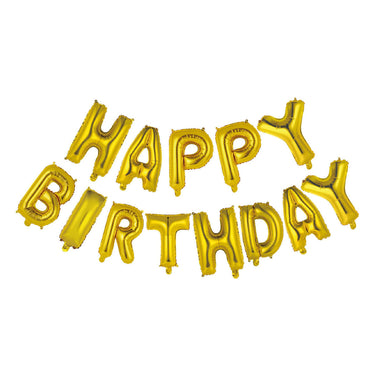 Globos folieballon tekst happy birthday goud