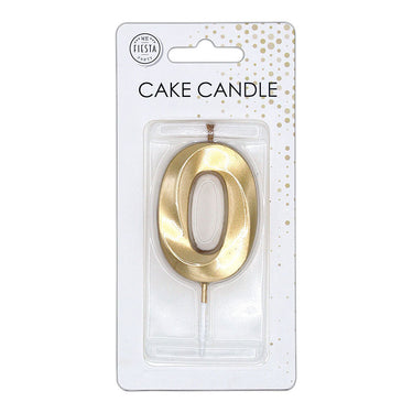 Globos taartkaars 6cm metallic goud no. 0